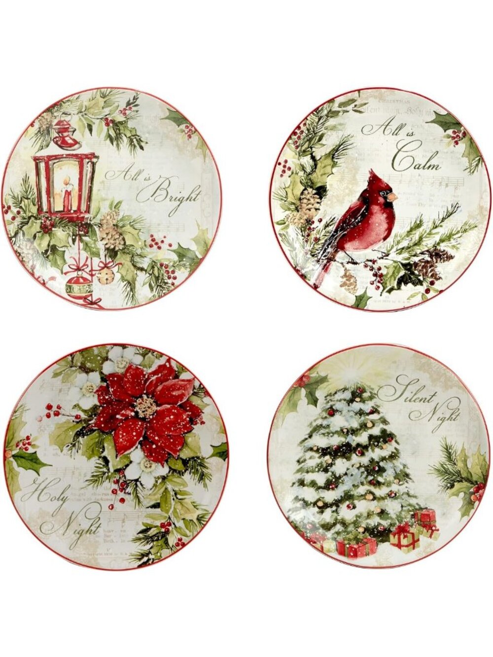 Set of 4 Multicolor 9" Salad/Dessert Plates - Elegant Dinnerware for